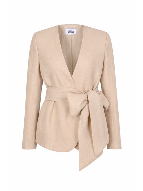 Blazer in lino bright con scollo a v Alpha Studio | AD-6611N2016